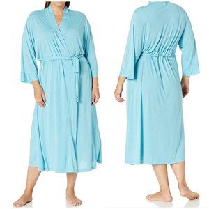 Natori N Natori Congo Robe Heather Sky Women 2x Blue Lightweight Soft Tie Kimono
